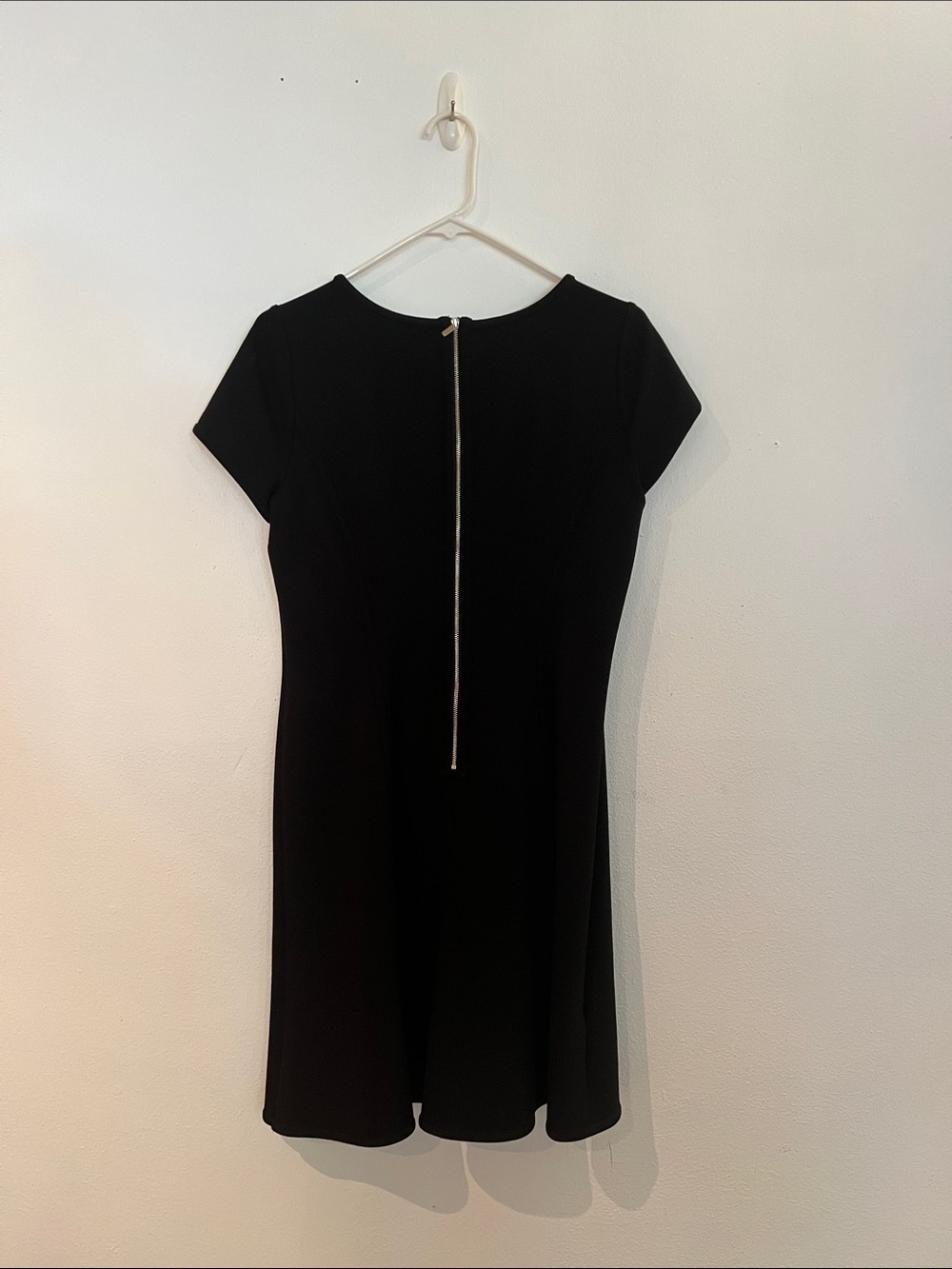 Ann Taylor Petite Black Dress with Sheer Front Shoulders & Gold Back Zipper - Picture 4 of 6